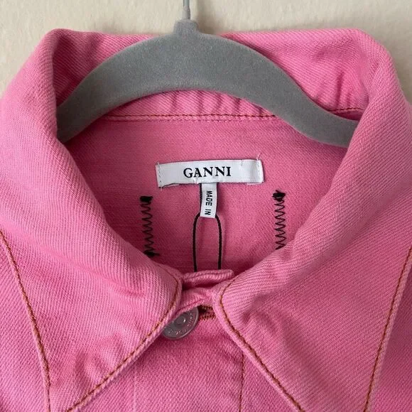 Ganni Pink Jumpsuit Boilersuit Cotton Denim Size 2